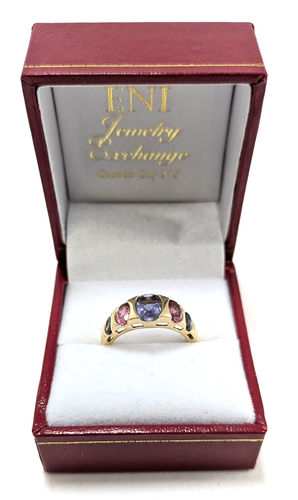 14K Gold Two Color Stone Ring, Size 7-1/4 - Picture 2 of 4