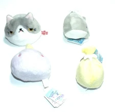 Kitty Plush 4 Mini Keychain Plush Toys Narwhal Whale Round 1 Arcade Prizes P56