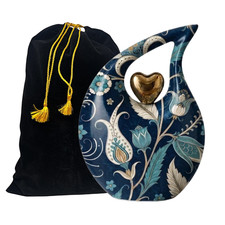 Artistic Blue Teardrop Cremation Memorial Urn for Your Love Ones Ashes w/Bag