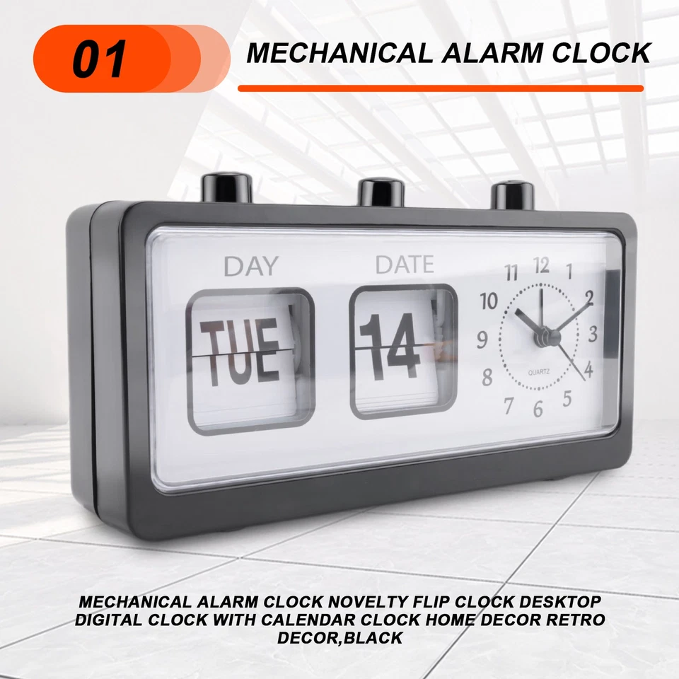 Mechanical Alarm Clock Novelty Flip Clock Desktop Digital Clock with1504 - Image 2 of 4