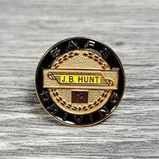 J.B. Hunt 2 Year Safe Driving Award Pin Button Gold Tone Trucking Driver Semi