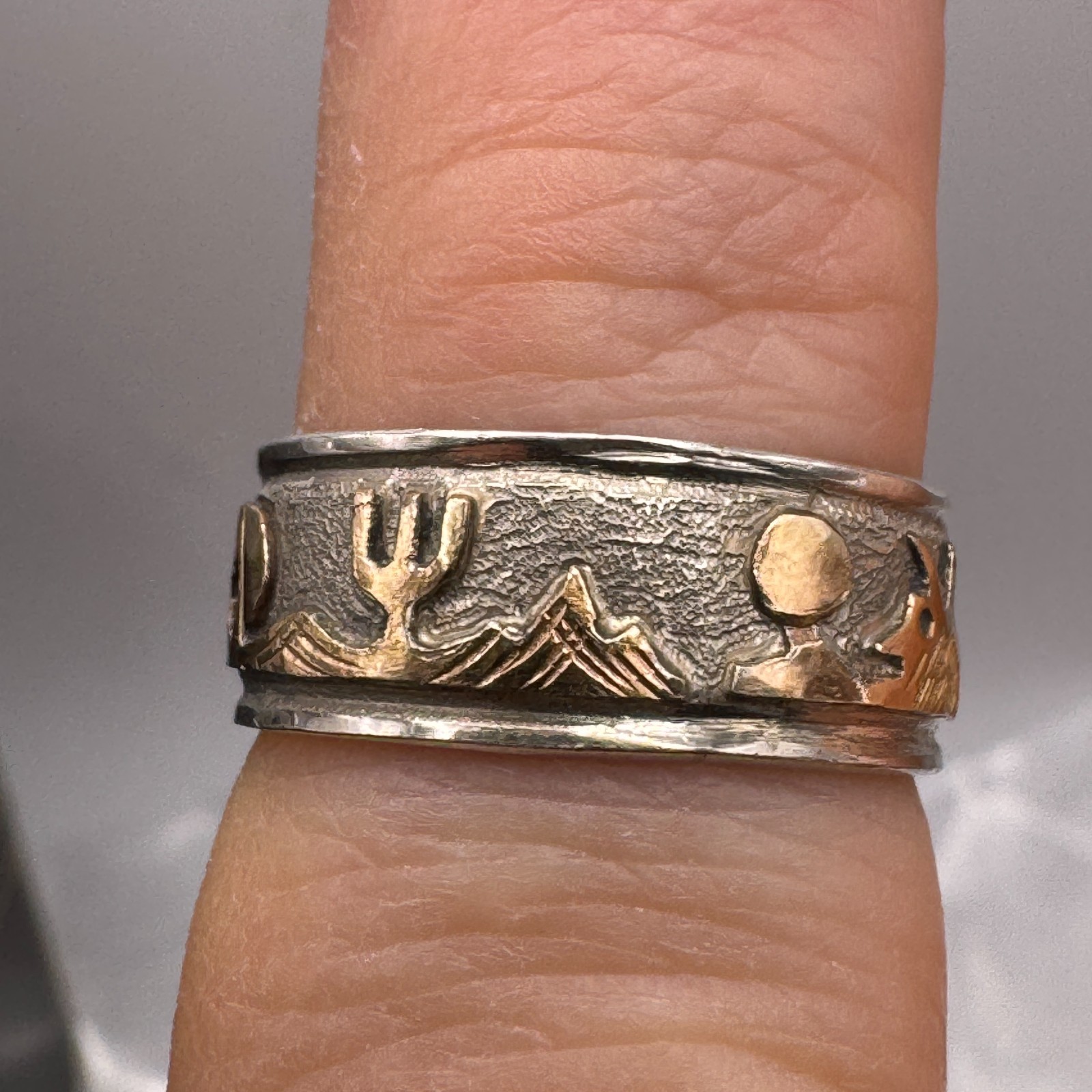 Solid Sterling Silver Ring with Desert Scene / 4.… - image 7
