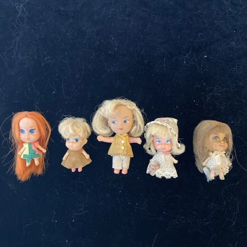 Vintage 1960's 1970's Liddle Kiddles Dolls Lot Of 5 Dressed MCM