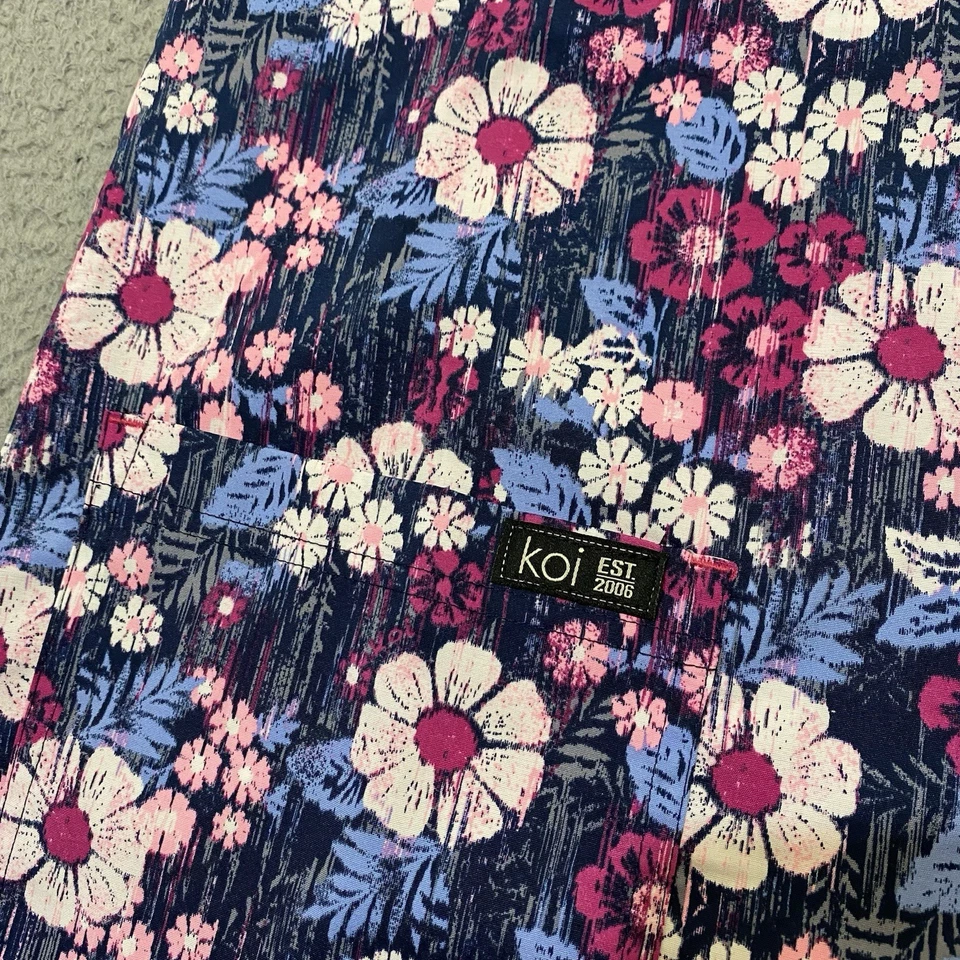 Koi Basics Scrub Top Womens S Multicolor Floral Daisy Days Leslie 384PR NEW - Image 3 of 4