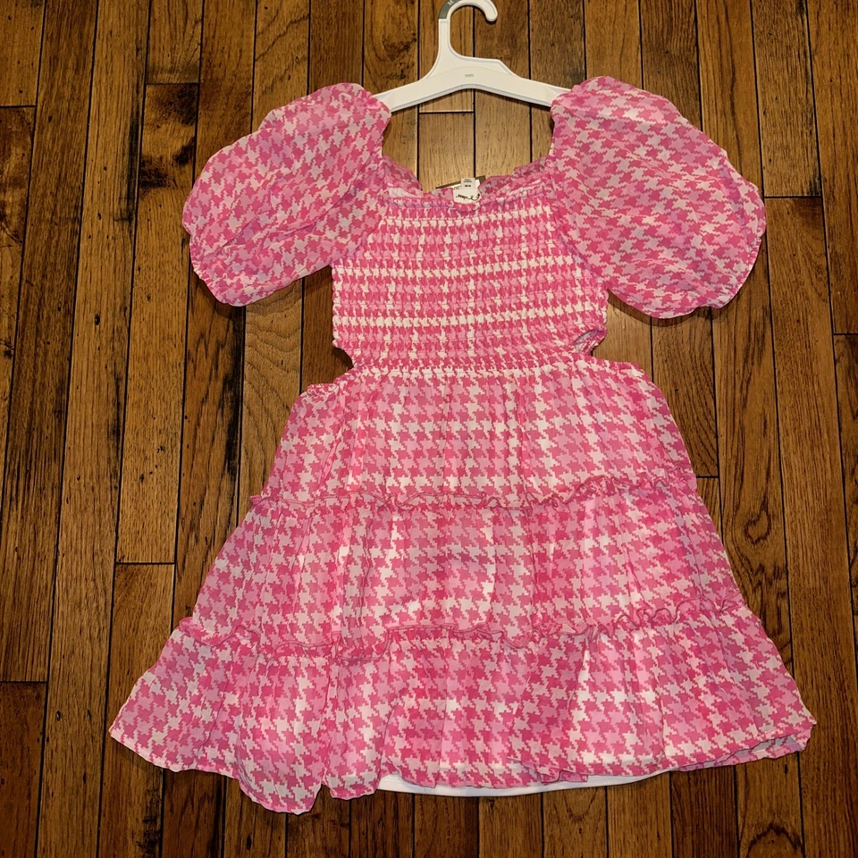 Art Class Girl's Pink & White Smocked Cut Out Lined Twirl Dress Size 8/M NWT - Image 2 of 4