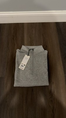 Alo Men's Quarter Zip Pullover Sweater Size Medium Gray Long Sleeve Cotton