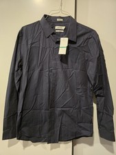 CALVIN KLEIN Navy Blue Dress Shirt Slim Fit Sky Captain Stretch Cotton L