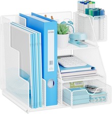 Desk Organizer and Accessories, 3-Tier File Organizer with Drawer and Pen Holder