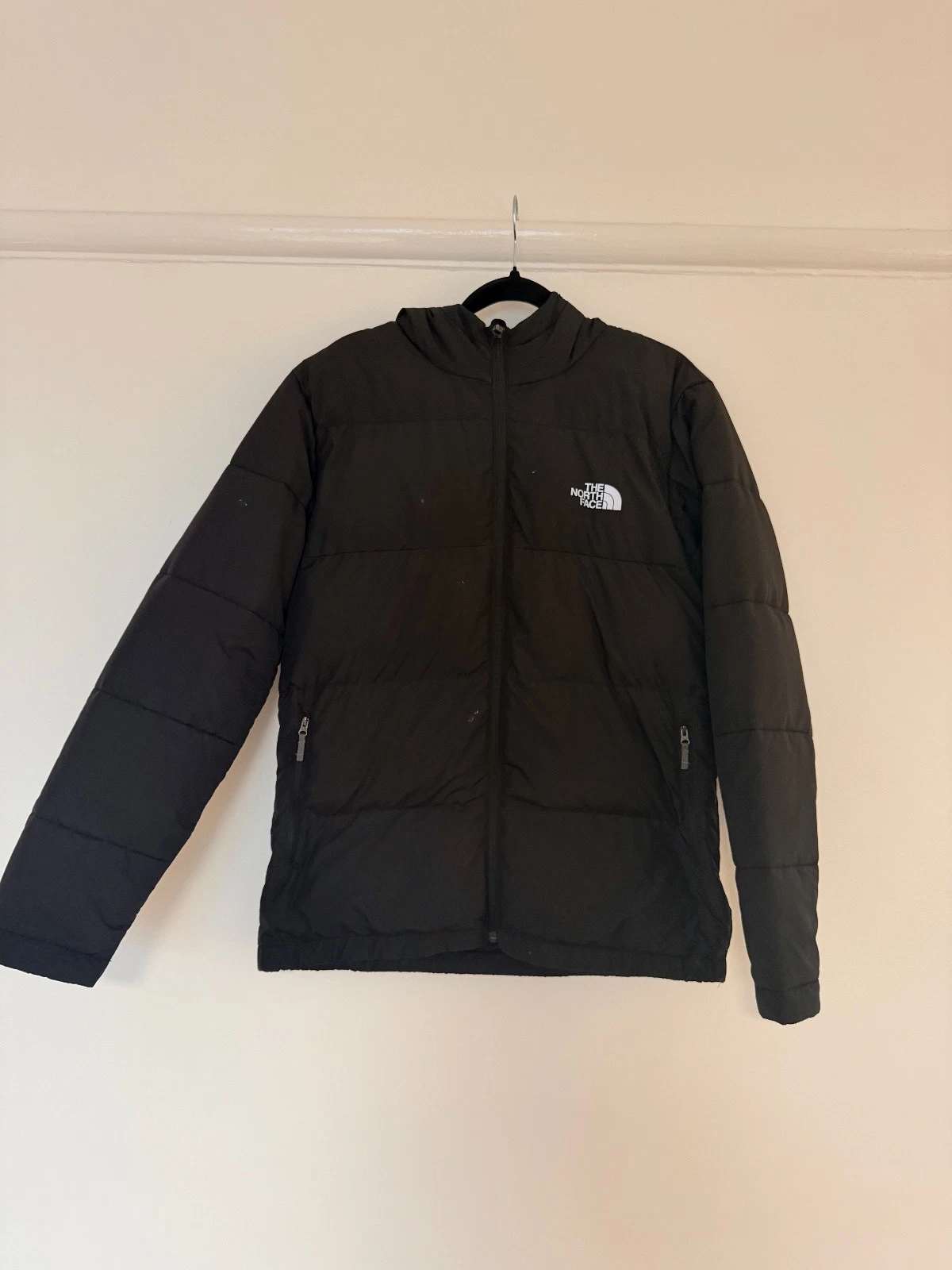 The North Face Youth Kids Black Jacket Size XL Logo Padded Warm Winter