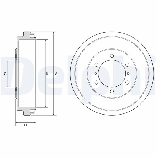 2X Delphi Bremstrommel BF631 FüR Toyota Hiace 4 Bus 4WD RCH18 RCH28 LXH18 LXH28-image