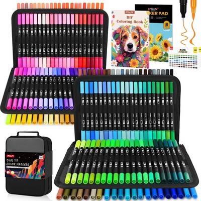 Dual Brush Marker Pens,168 Colors Art Markers Set with Fine & Brush Tip for A...