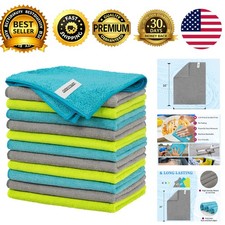 Microfiber Cleaning Cloths Pack of 12 Lint Free Streak Free Rags 12x16 in