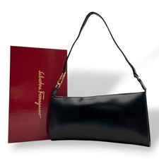 SALVATORE FERRAGAMO Accessory Pouch Gancini Leather Vintage Auth From Japan