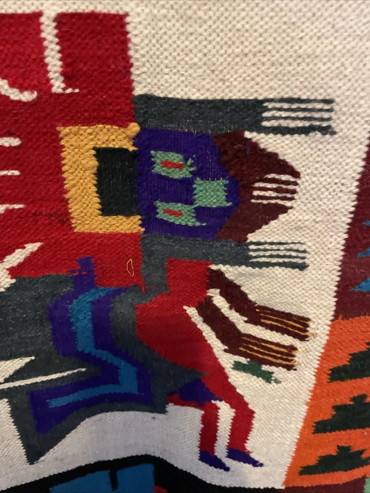 Peruvian Embroidery Dancing. Character. Wool Wall Hanging/Tapestry  Art Handmade - Image 3 of 4