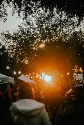 Original Photo Print: Golden Hour Sunset Over Park Pathway & Trees - Framed 4x6