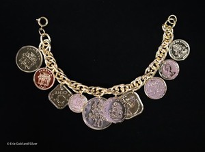 Authentic The Franklin Mint 1986 24k Gold Plated Carribean Charm 7.5" Bracelet