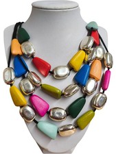 JCUK Multiple Shapes Beads Necklace Colourful Statement Costume Jewellery
