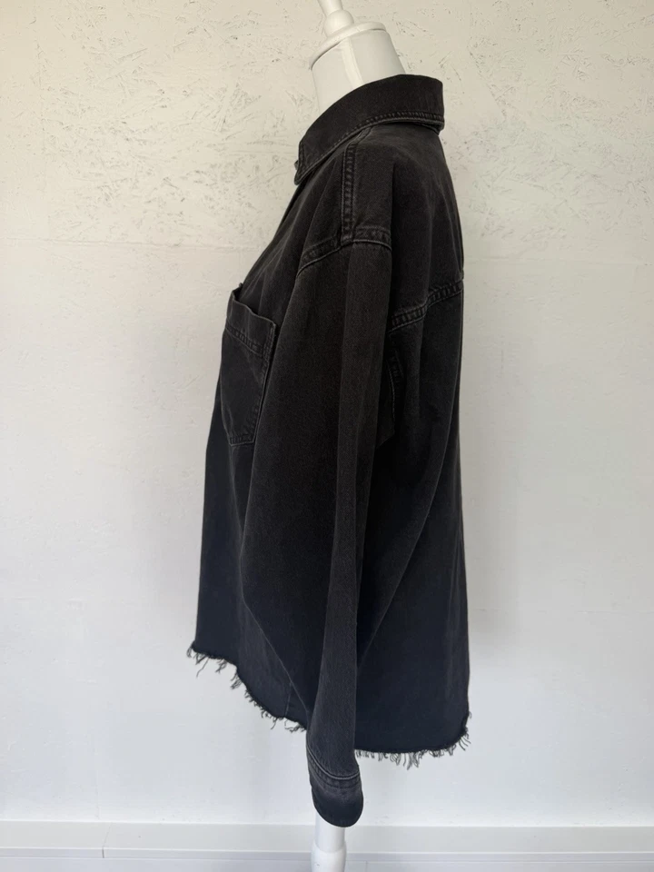 Topshop Damen Oversized Jeansjacke Gr. 34 | Washed Black | Longline | 100 % Baum - Bild 4 von 4
