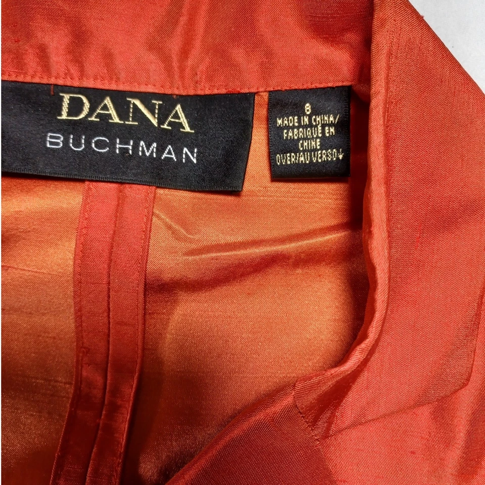 Chaqueta Blazer Mujer Dana Buchman Naranja Seda Carrera Negocios Talla 8 Foto 3 de 4