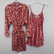 Vtg 90's Victoria's Secret 100 SILK Robe Sz XS/S  Chemise Nightgown Sz M Set