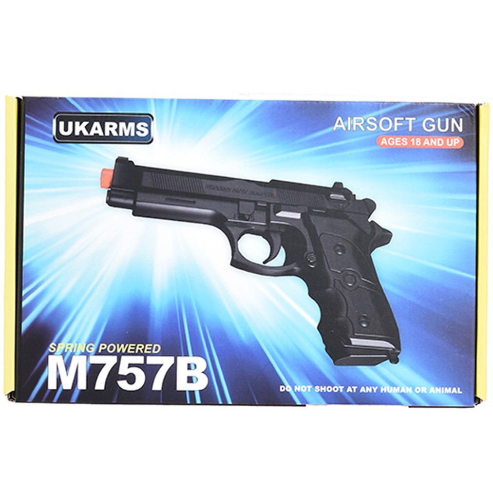 UKARMS M757B M9 Airsoft Spring Pistol 6mm BBs Hand Gun - Black | eBay
