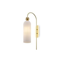 Wandleuchte Glas Metall Gold Weiß Schlafzimmer H:53,5 Cm E14 Wandlampe Blendarm