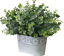 Artificial Potted Eucalyptus Plants, Fake Greenery Plant Arrangements in Rustic