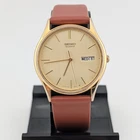 Seiko 5Y23-8039 Vintage Gold Tone Day Date Quartz Watch Champagne Dial 34mm