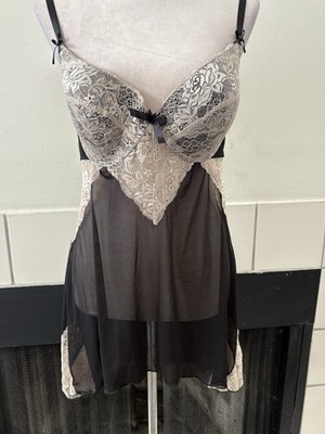 Ethereal Black Sheer Babydoll Lace Top Fairy Goth Coquette Whimsy Romance Love M