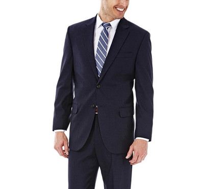 JM Haggar Mens Premium Stretch Classic Fit Navy Blue Suit Jacket 40R
