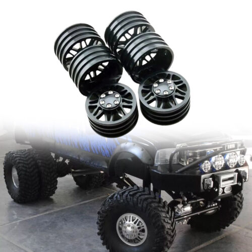 Black Alloy 1.9 Wheel Rim Set 2 front +2 Dually Rear for RC4WD RC Car Crawler - Picture 6 of 15