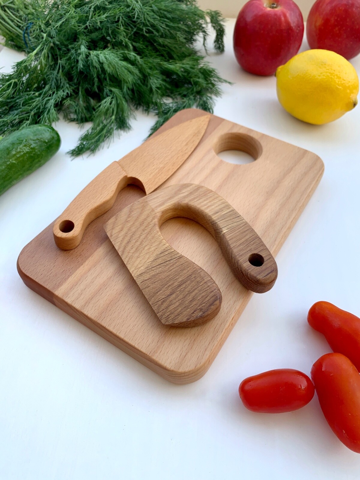 Safe Wooden Knife and Cutting Board Set for Kids - JUstenbois