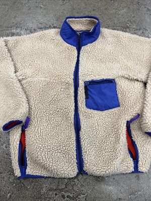 Vintage Patagonia Deep Pile Fleece Jacket Pocket Oatmeal X-Large