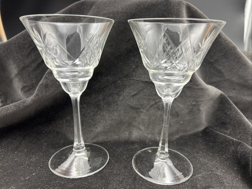 Par de copas de boda vintage de copa de champán tostadas de vino 16 cm de alto C1930 - Imagen 4 de 9