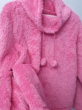 Winter Fleece Fluffy Sweater Jumper Warm Teddy Pullover PINK UK8 10 S M Oversize