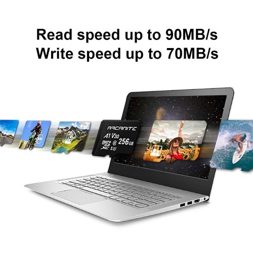 ARCANITE 256 Go Carte Mémoire microSDXC avec adaptateur SD - A1 UHS-I U3 V30 ... - Photo 2/7