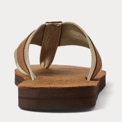 Polo Ralph Lauren Brown Suede Leather Sandals Flip Flops 