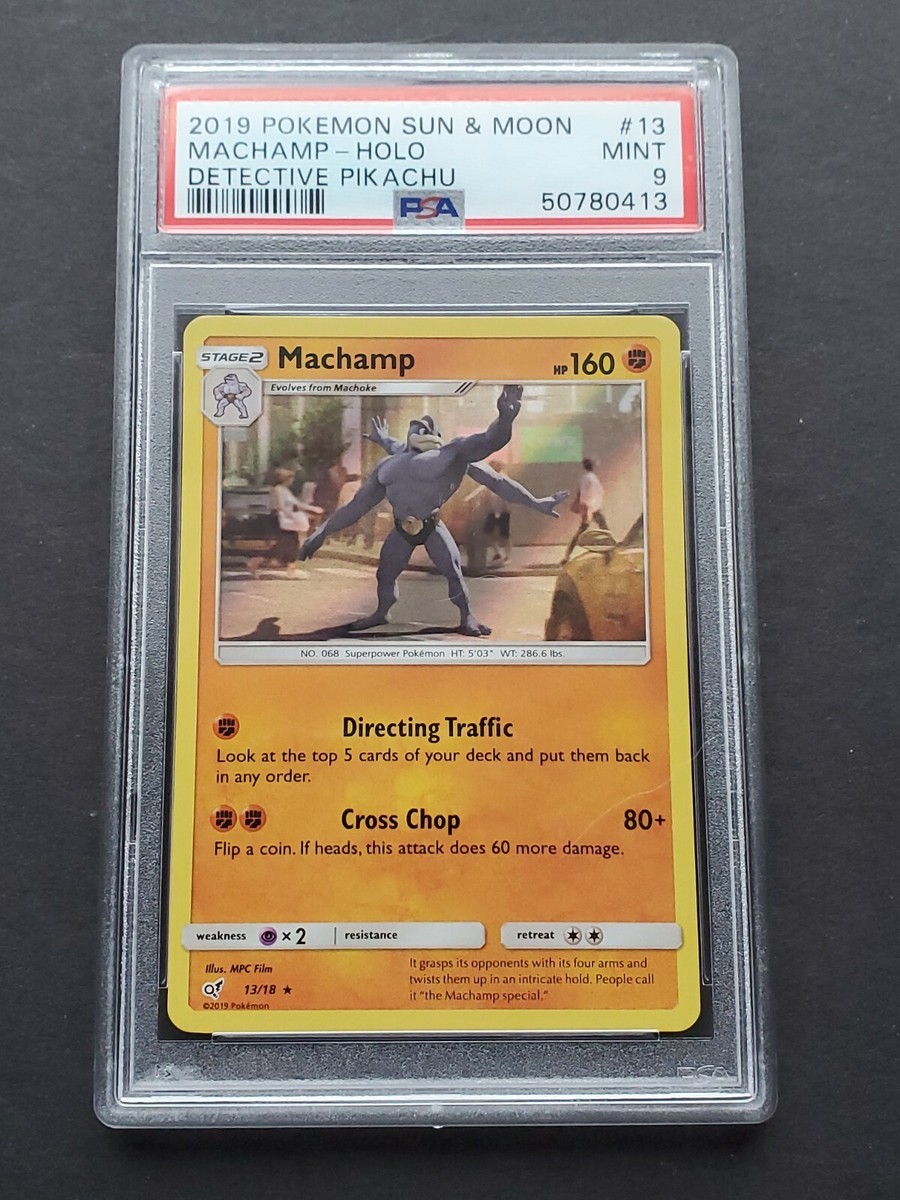 Pokemon PSA 9 MACHAMP 13/18 - 2019 DETECTIVE PIKACHU HOLO PROMO