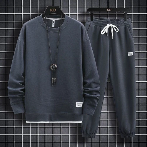 Conjunto de sudadera deportiva informal pantalón suéter para hombre 2 piezas terciopelo chándal - Imagen 2 de 29