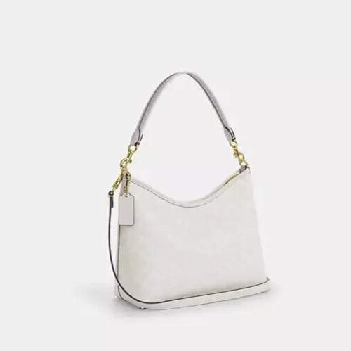 COACH CV975 Laurel Shoulder Bag In Signature Leather /Gold/White