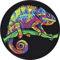 Psychedelisch ChamÄLeon Patch AufnäHer BüGelbild Chameleon Applikation 70X70Mm