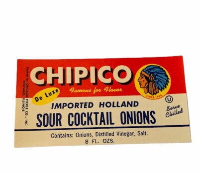Advertising Label paper ephemera Chipico Chicago Illinois IL cocktail onions usa