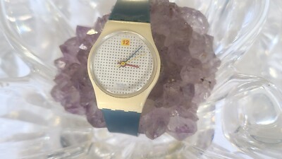 1985 Blue Polka Dots Small Swatch Lady Watch for Women, 80s  display picture 1