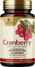 Cranberry Concentrate Extract Supplement for Women & Men + Vitamin C - 25,000 mg