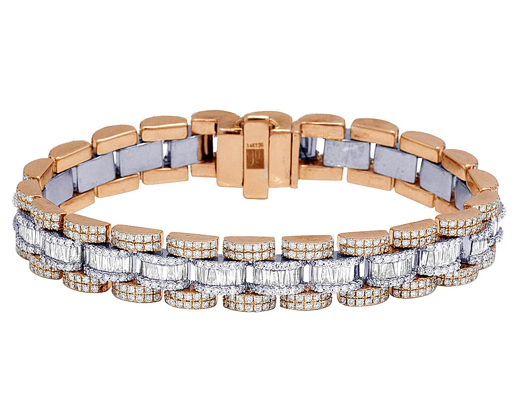 Mens rose gold diamond bracelet sale