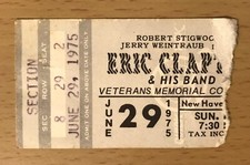 1975 ERIC CLAPTON ONE IN EVERY CROWD TOUR NEW HAVEN CT CONCERT TICKET STUB LAYLA