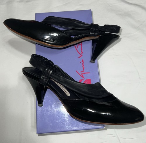 Vintage Women’s Gloria Vanderbilt Black Patent Leather Heels Shoes 8.5 M - Picture 3 of 10