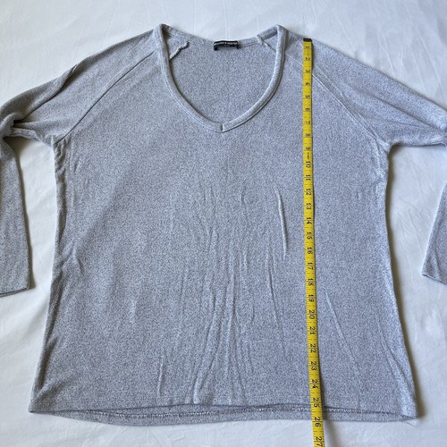 Brandy Melville OS Sweater Gray Long Sleeve Soft Cotton Blend V Neck Pullover - Picture 6 of 22