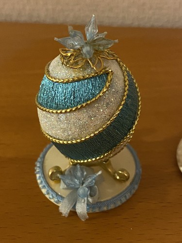 REAL Miniature Eggs Decorated On Gold Display Stand One Of A Kind / Gift - Picture 3 of 4