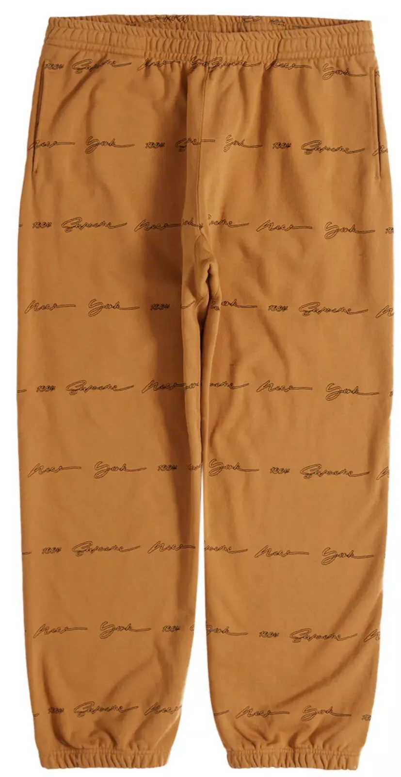 Pantalon de survêtement Supreme SS22 Script Stripe moutarde foncée petit neuf